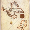Majorca_and_Minorca_by_Piri_Reis The Spanish islands of Majorca and Minorca, Kitab-ı Bahriye (Book of Navigation) 1521-1525 by Piri Reis.