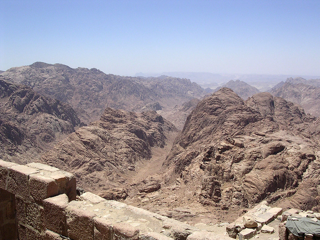 View from the summit of Mount Sinai. By Mark A. Wilson, Wikimedia Commons.